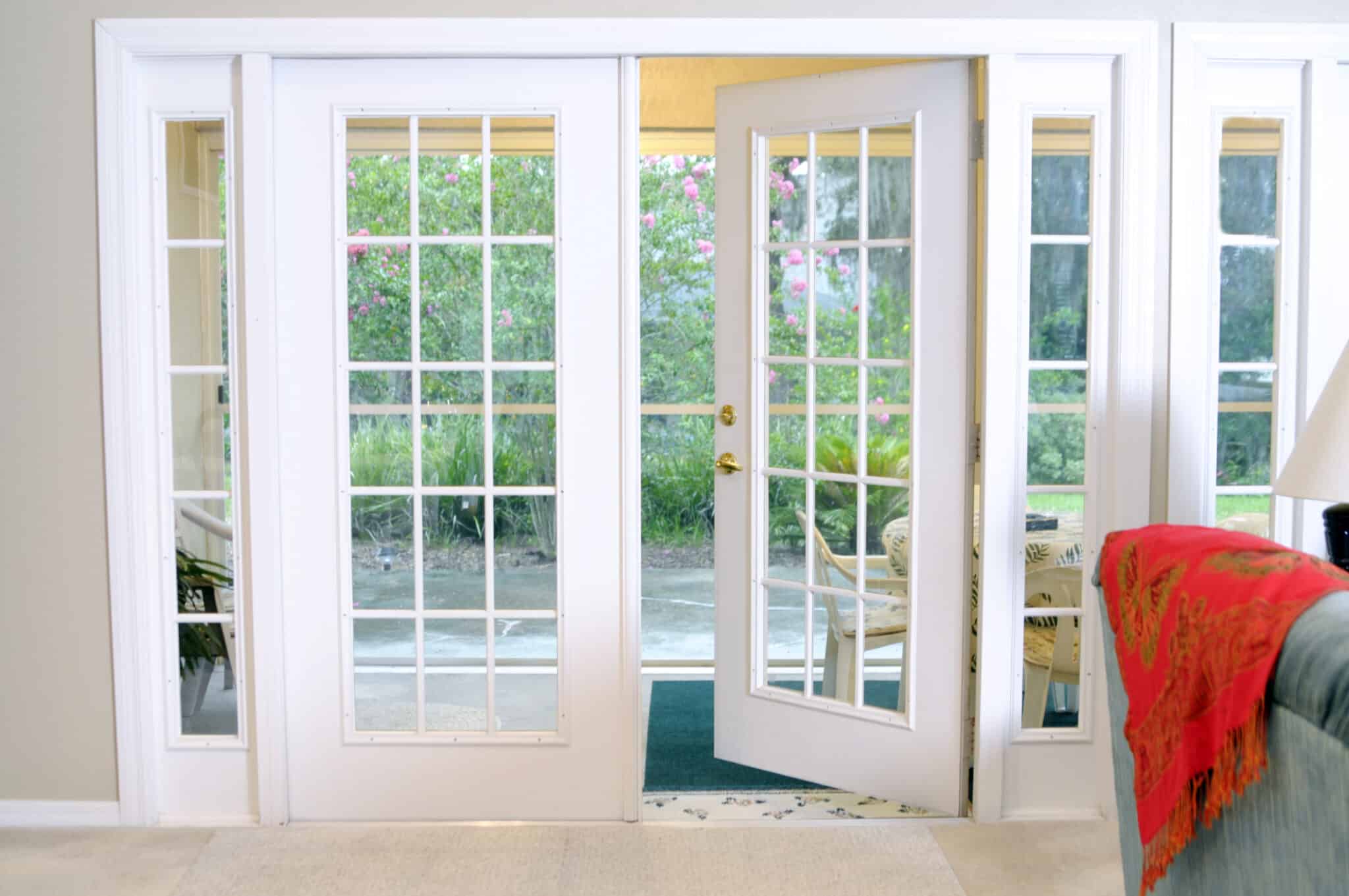 Patio doors, white doors.