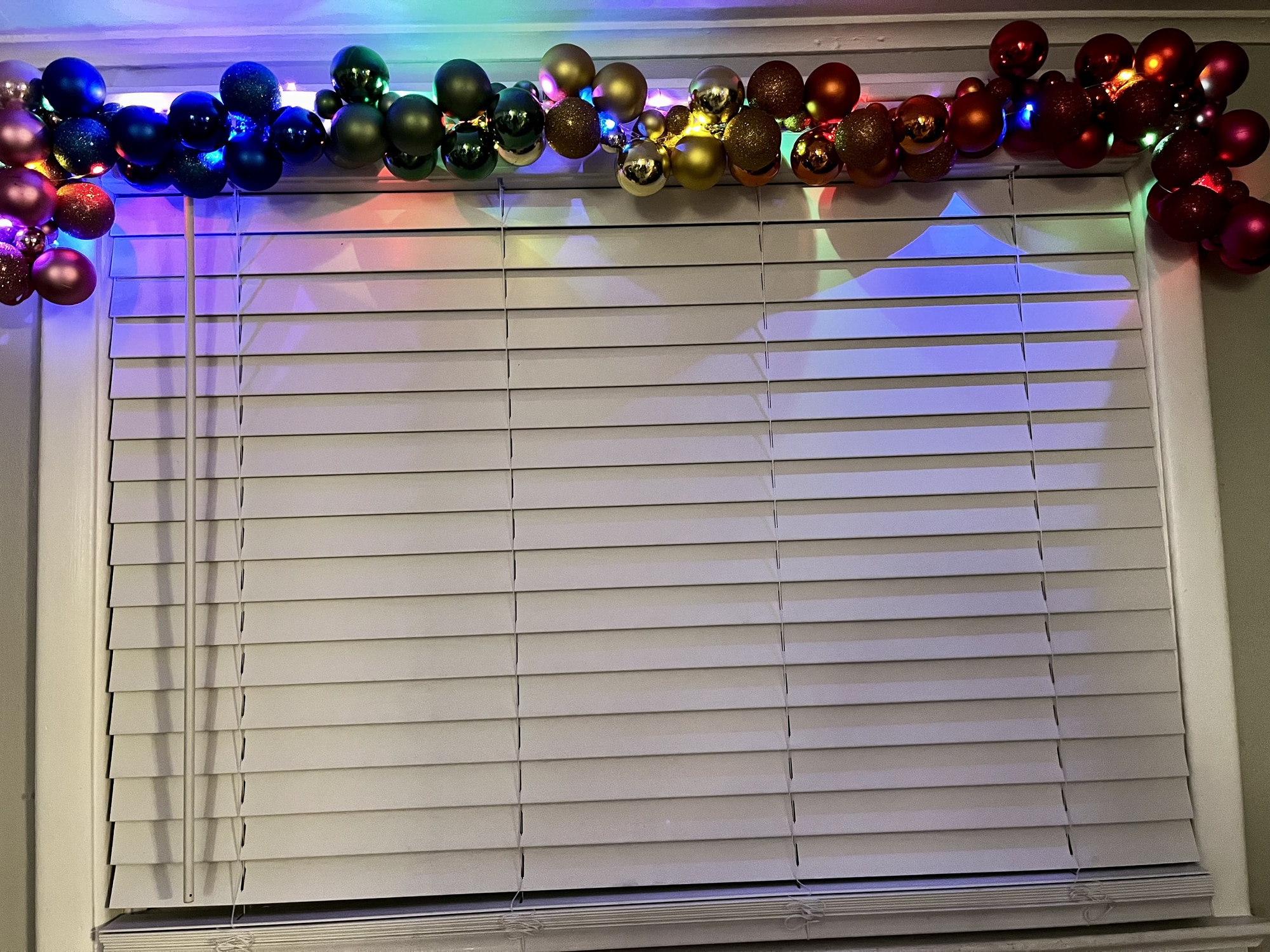 Christmas Garland on Interior Windows.