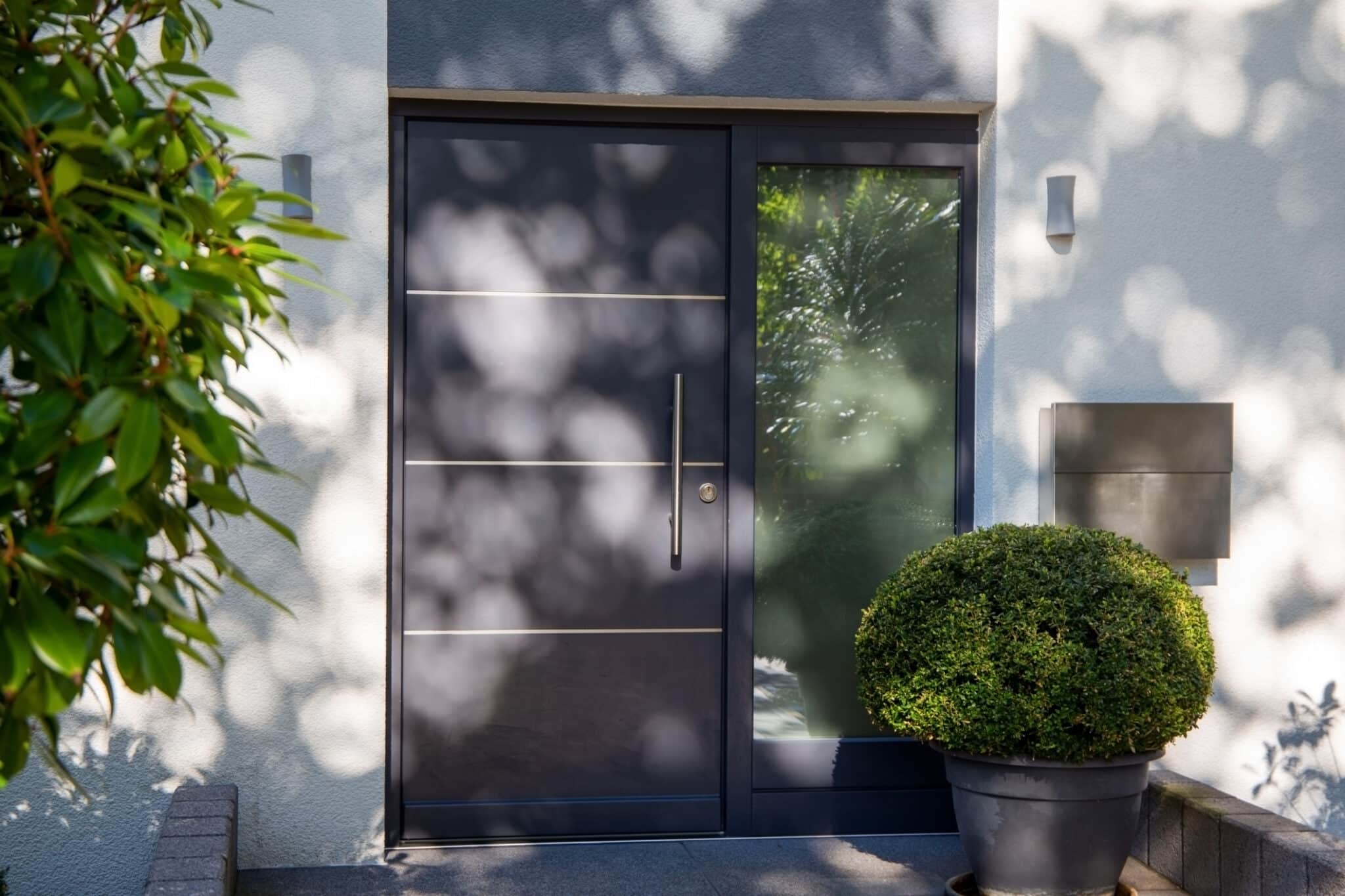 Modern Grey Pivot Doors.